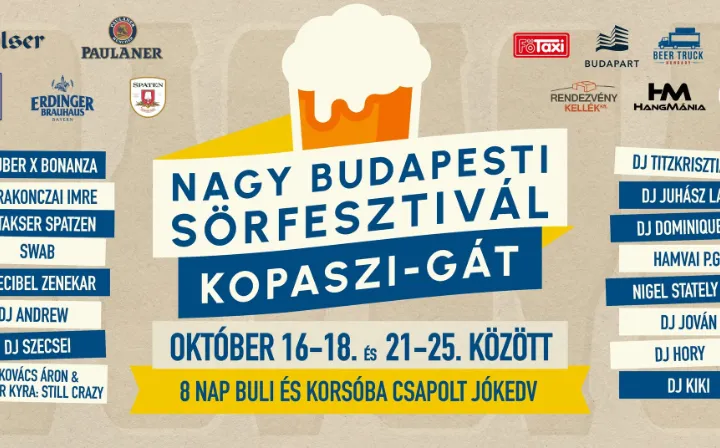 Nagy Budapesti Sörfesztivál - Kopaszi-gát - Október 16-18. és 21-25.